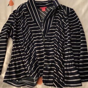 Navy White Ruffled Blazer